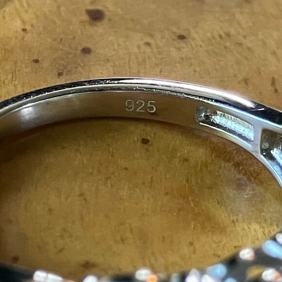 Natural Jade Sterling Silver Ring Size 8 - Picture 6 of 9